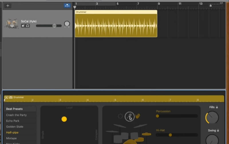 GarageBand 界面音频编辑器
