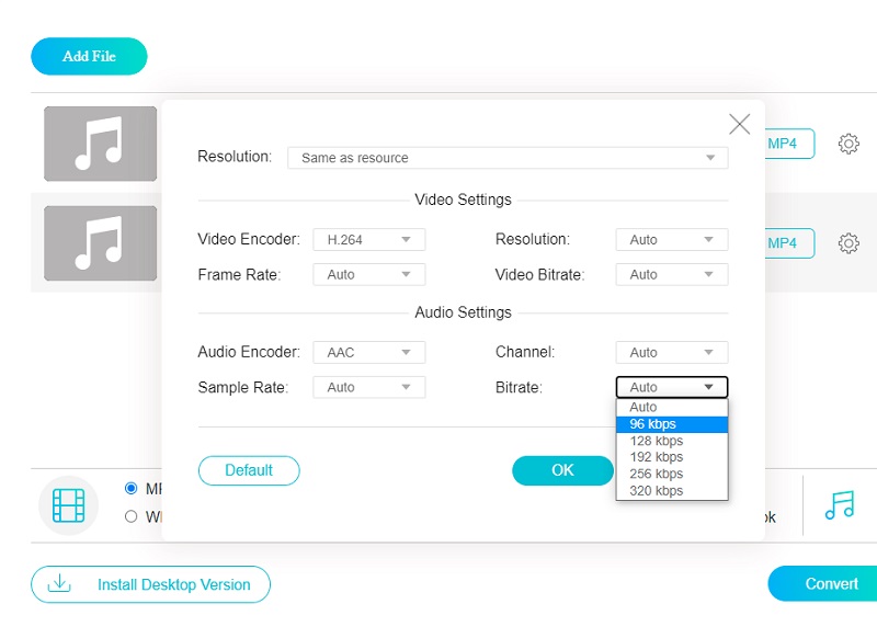 Kompres Audio Vidmore Free Converter