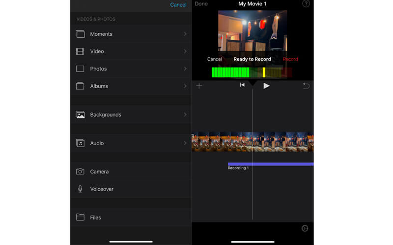 iMovie iPhone Indsæt Voiceover