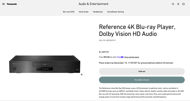 Panasonic 4K 藍光播放器 DP-UB9000