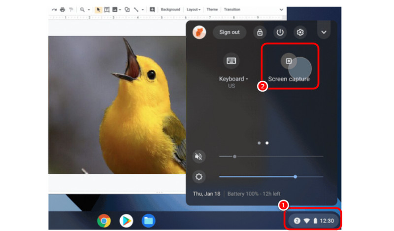 Captura de pantalla de la configuración rápida de Chromebook