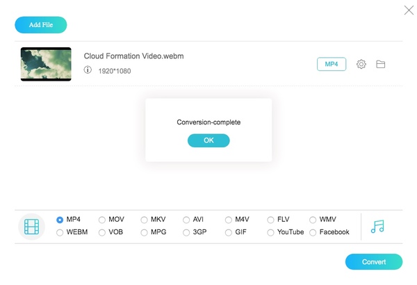 Converta WebM para MP4 online gratuitamente