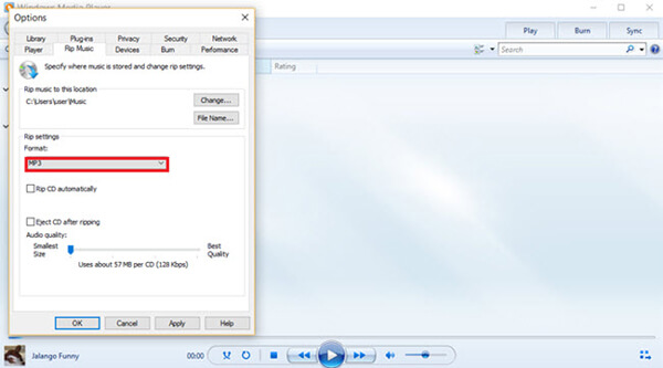 Converti flac in mp3 Windows Media Player
