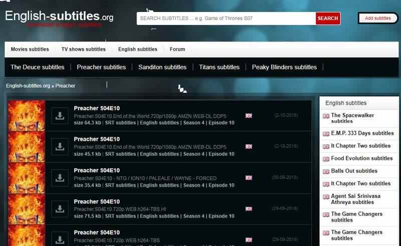 subtitulos en ingles